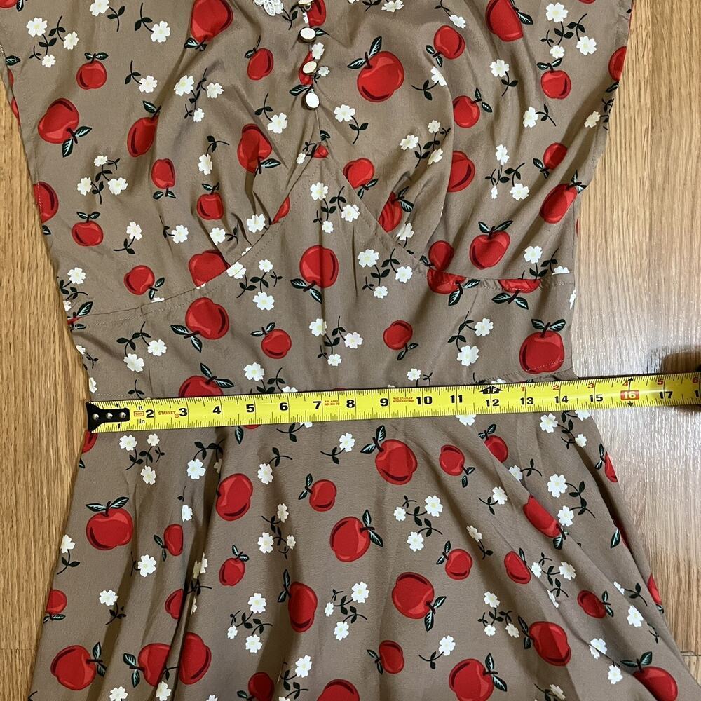 HELL BUNNY VIXEN Dress NWT Sz M Apple Print Pin Up Swing Dress Retro Twirl - Picture 10 of 11
